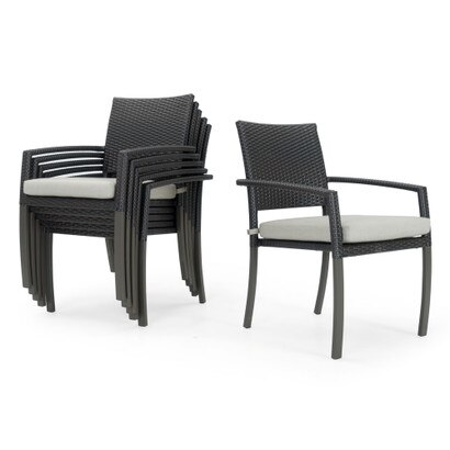 Portofino® Casual Set of 6 Sunbrella® Outdoor Dining Chairs - Dove Gray